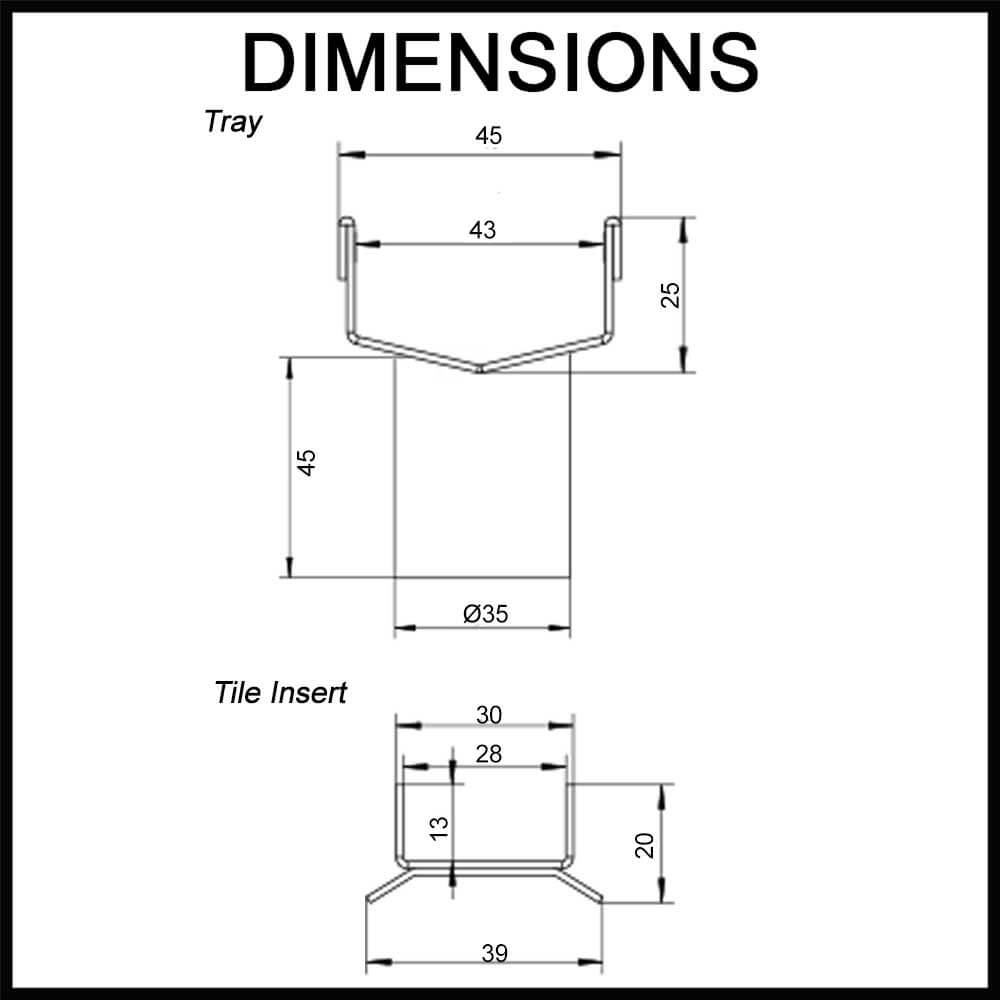45mm wide Custom Made Shower Grate - Wedge Wire - dimensions guide