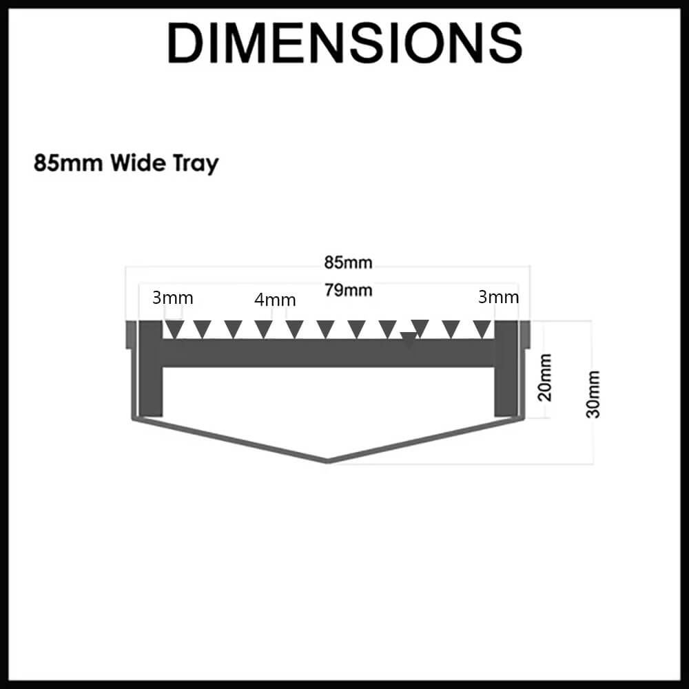 85mm wide Custom Made Shower Grate - Wedge Wire - 4mm gap- dimensions guide