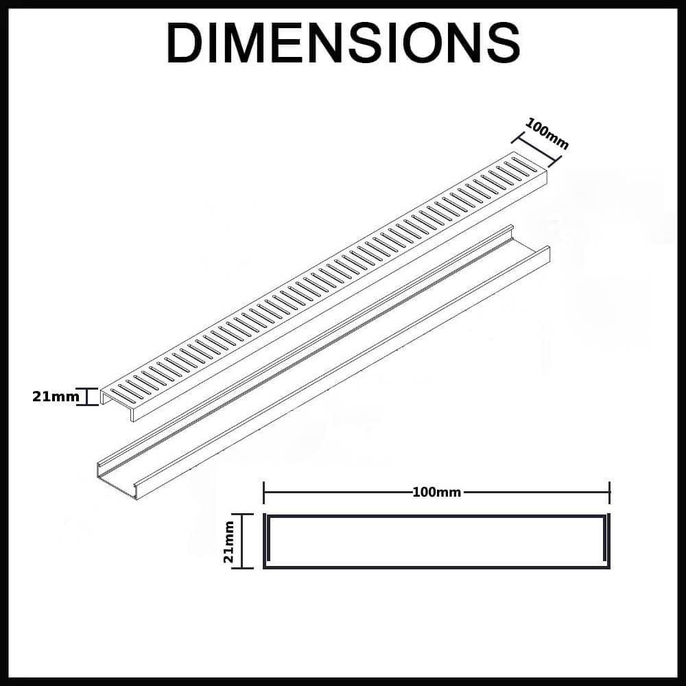 Lauxes NeXT Generation NXT26 Aluminium Shower Grate Dimensions