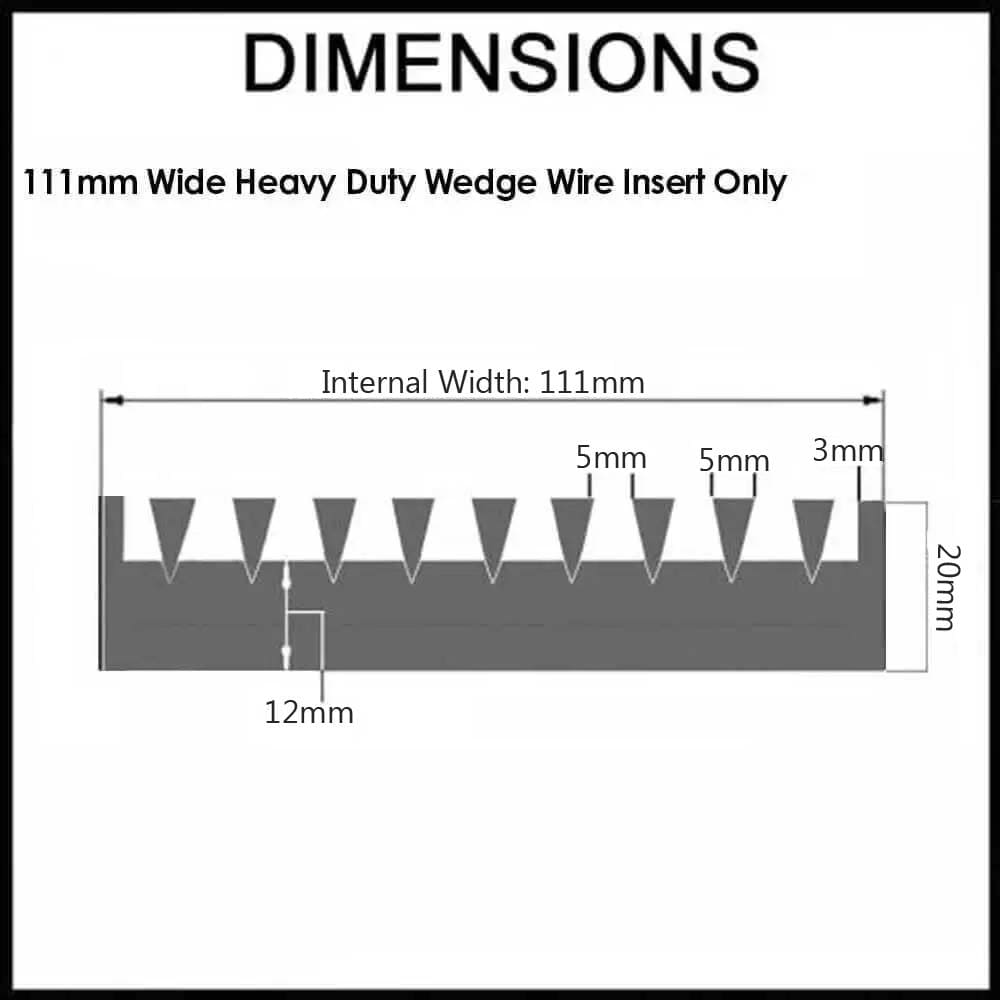 dimension diagram for Draintek Wedge Wire Heavy Duty Driveway Drain