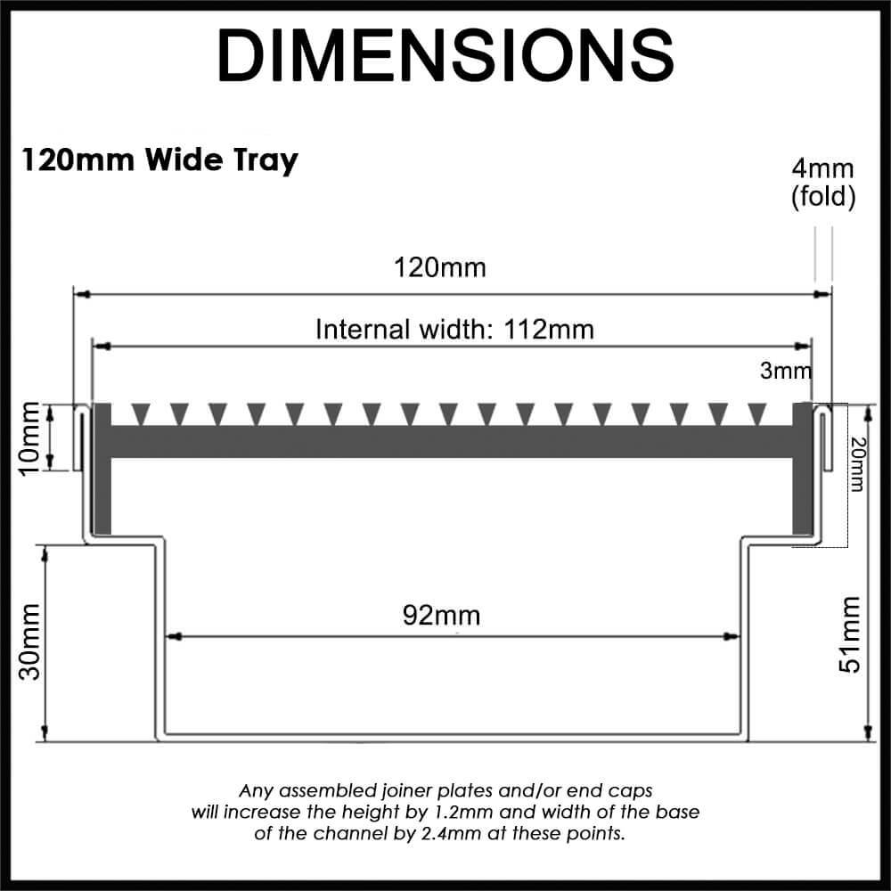 architectural line strip drain 120mm dimensions