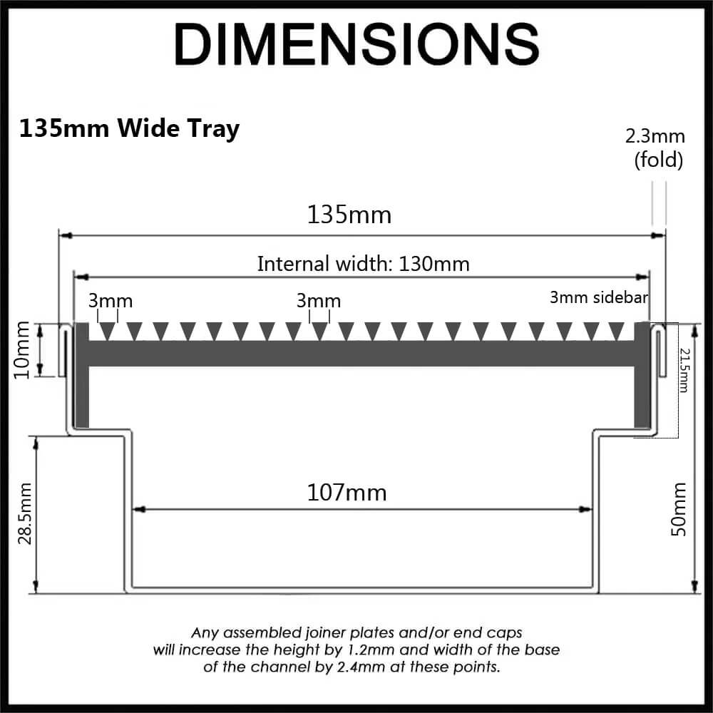 Outdoor Landscape Pool Drainage Channel - Tray and Grate - Wedge Wire / Heel Guard Style - 135mm Wide