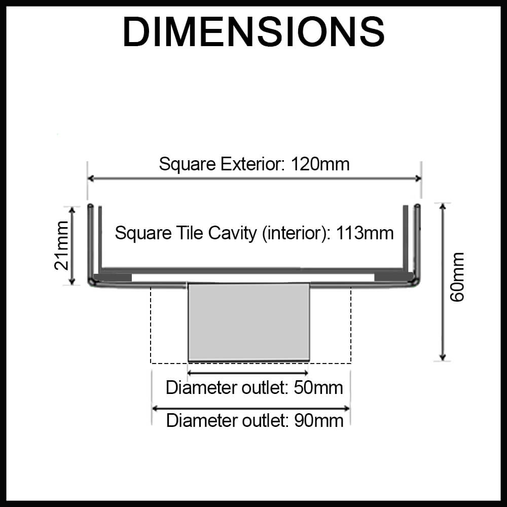 black tile insert floor waste dimensions