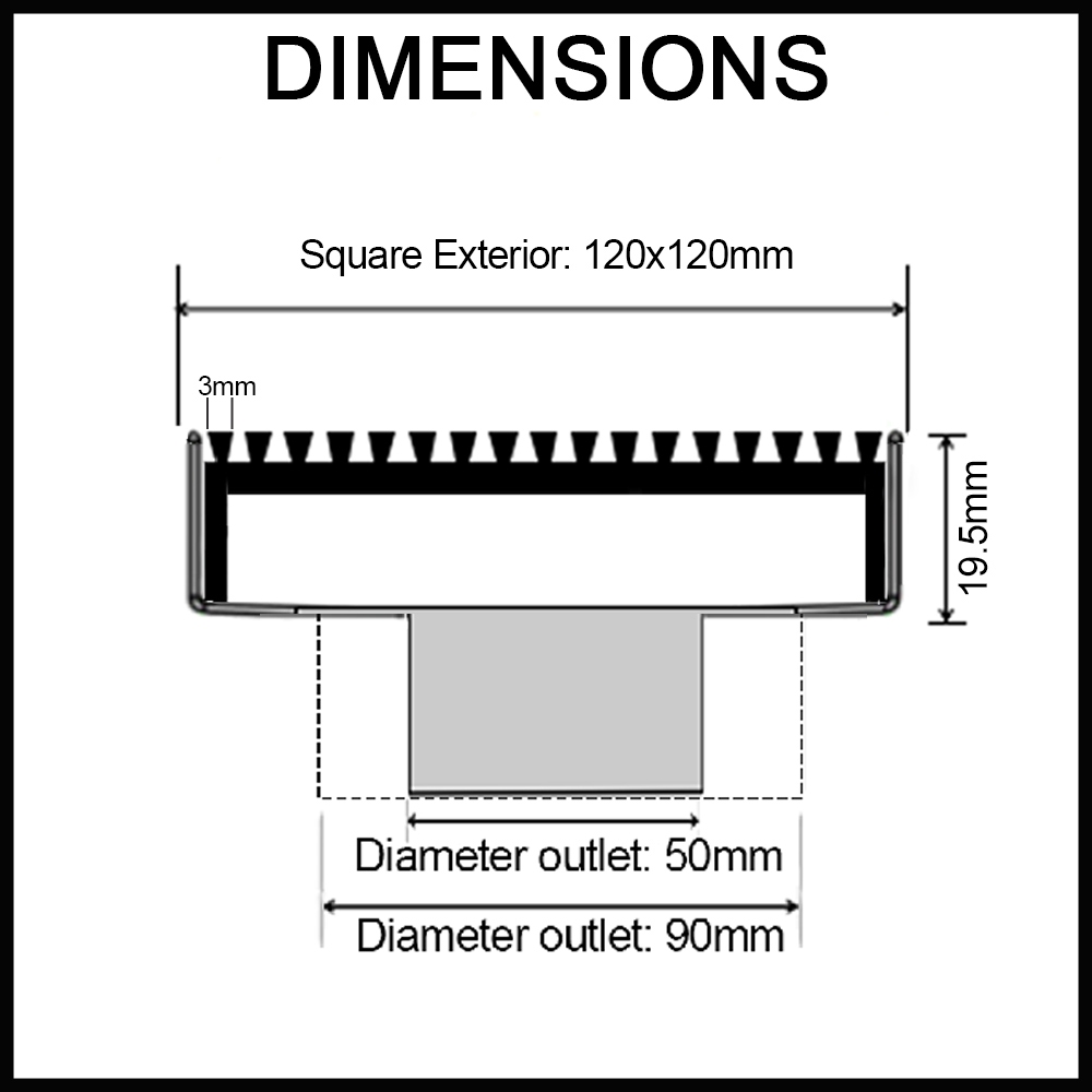 black wedge wire floor waste dimensions