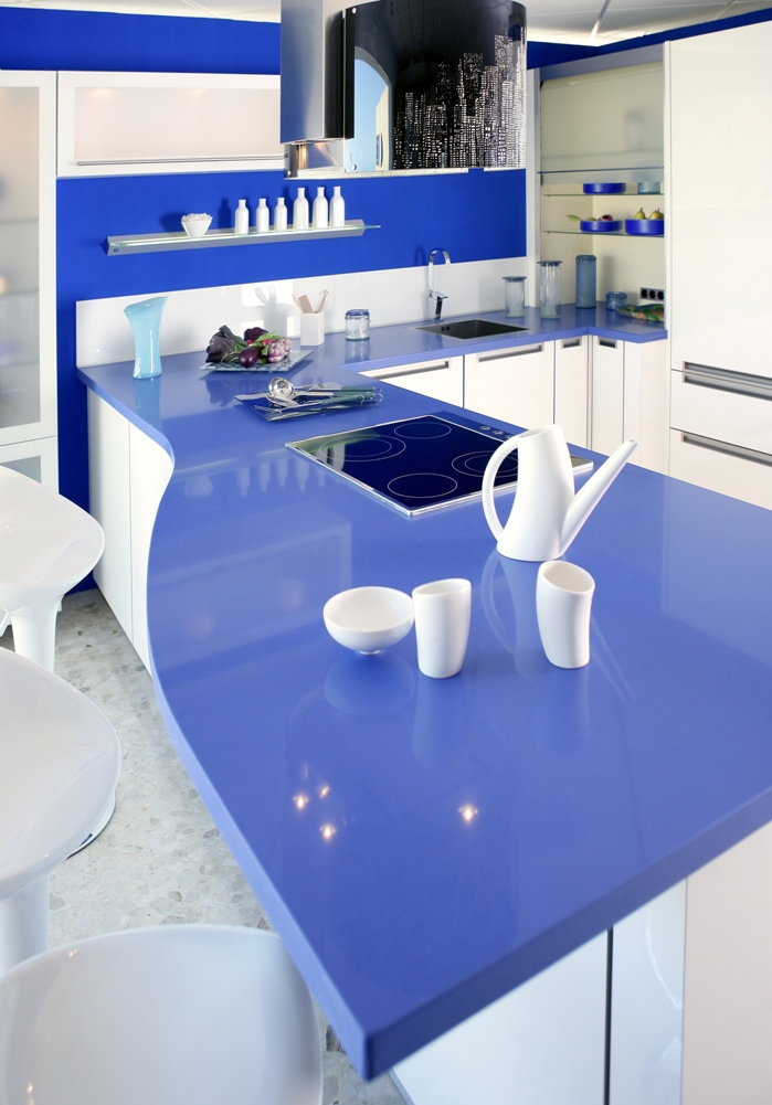 blue themed kitchen