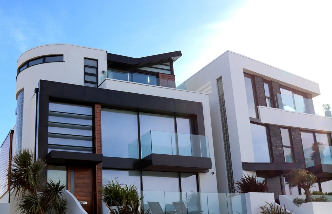 Modern House Exterior modern house exterior, white and black house, glass windows